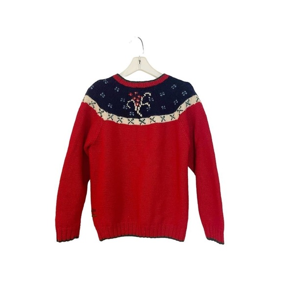 SKYR Vintage Holiday Cardigan Sweater Embroidered Red Women’s Size L - Picture 2 of 12